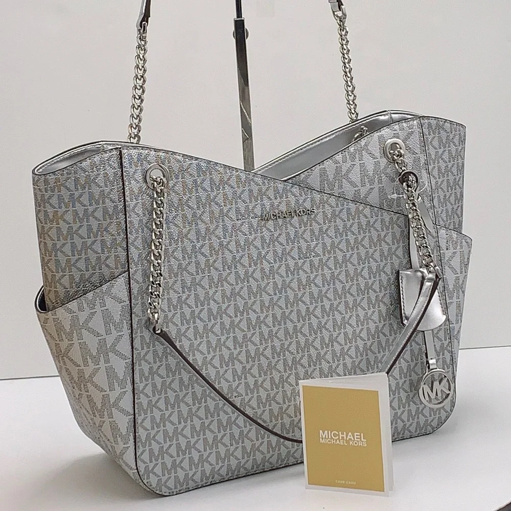 Michael Kors Jet Set Travel Large Chained Tote Shoulder Bag MK 
Silver

NWT